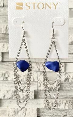 2/$24! Earrings Stony Blue and Silver Dangle